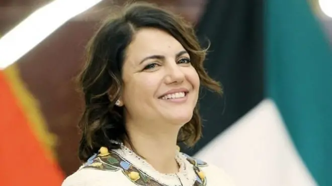 وزيرة الخارجية الليبية نجلاء المنقوش في مؤتمر صحفي في الكويت العاصمة 3/10/2021