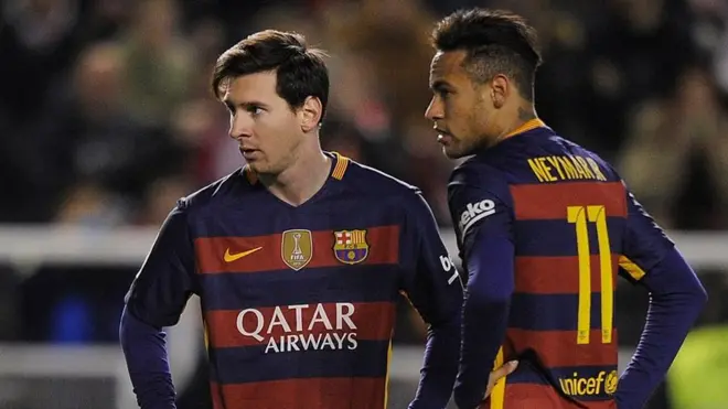 Neymar dan Messi saat berseragam Barcelona, 2009.