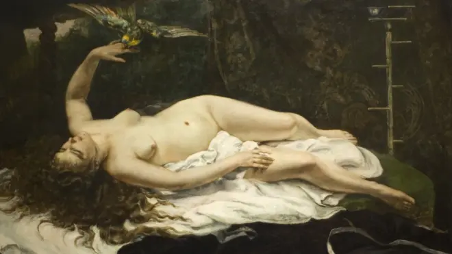 "Женщина с попугаем" Гюстава Курбе