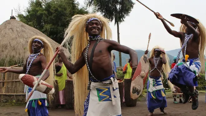 Former poachers dey perform dance here for tourists, inside Kinigi for Northern Rwanda on September 2014