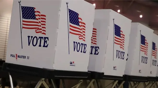 Voting booths are setup at the Yuengling center on the campus of University of South Florida