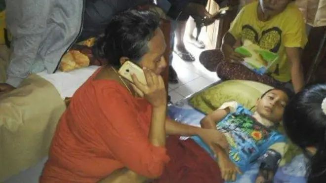 Salah-seorang siswa sekolah dasar yang menjadi korban serangan.