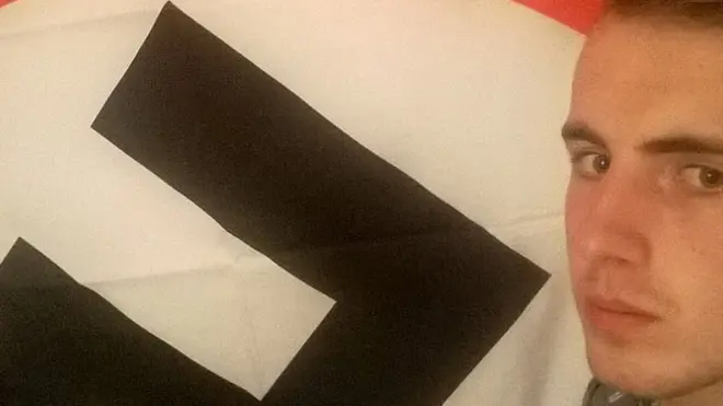 Ethan Stables dan bendera Swastika kebanggaannya.