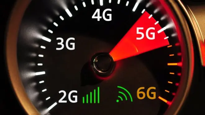 Velocímetro mostrando 2G a 5G