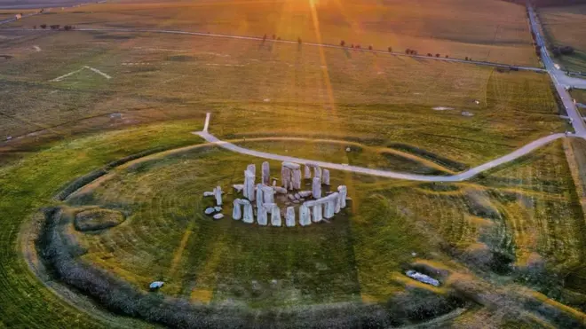 Stonehenge at sunset during the lockdown