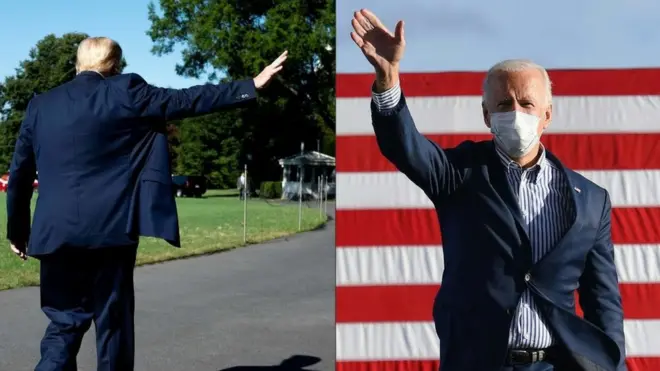 A composition image of Joe Biden and Donald Trump