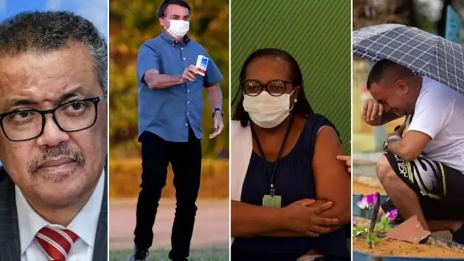 Tedros Adhanom, Jair Bolsonaro, Mônica Calazans, homem chorando em cemitério