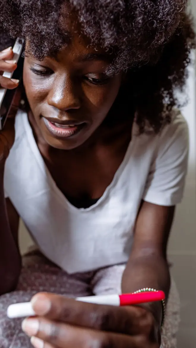 A woman calling in the toilet