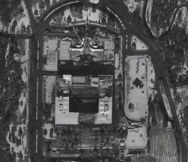 صورة قمر اصطناعي إسرائيلي لمقر التلفزيون الإيراني قبل قصفه في اليوم الثاني من شهر مارس/آذار