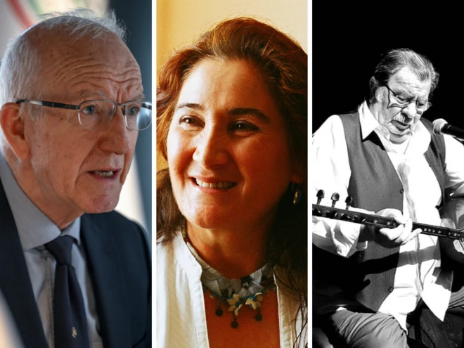 İbrahim Kaboğlu, Sabahat Akkiraz ve Arif Sağ'ı dijital olarak yan yana getirmiş bir kolaj