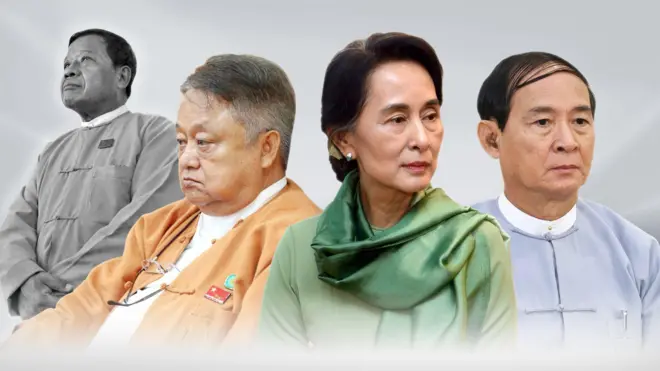 ဒေါ်အောင်ဆန်းစုကြည်၊ ဦးဝင်းမြင့်၊ ဒေါက်တာ ဇော်မြင့်မောင်၊ ဦးဝင်းထိန်