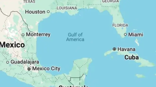 アメリカでグーグルマップを見るとメキシコ湾が「アメリカ湾」になっている