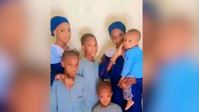 Foto di six pikin dem wey die Maimuna 17 years, Aisha 16, Bashir 13, Abubakar 10, Faruk 7, and Abdussalam wey just be one-year-old plus.