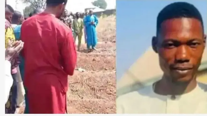 Aworan igba ti wọn n sinku Oloogbe Jimoh Olatunji ati igba to wa laye.