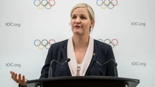 A presidente do Comitê Olímpico, Kirsty Coventry