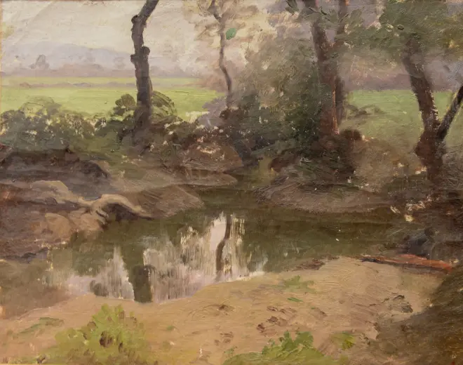 Bức tranh "Sous-bois au soleil couchant"