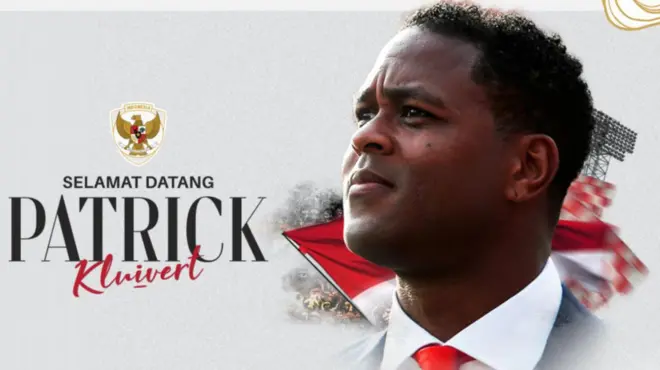 PSSI menampilkan foto Patrick Kluivert pada situs resminya.