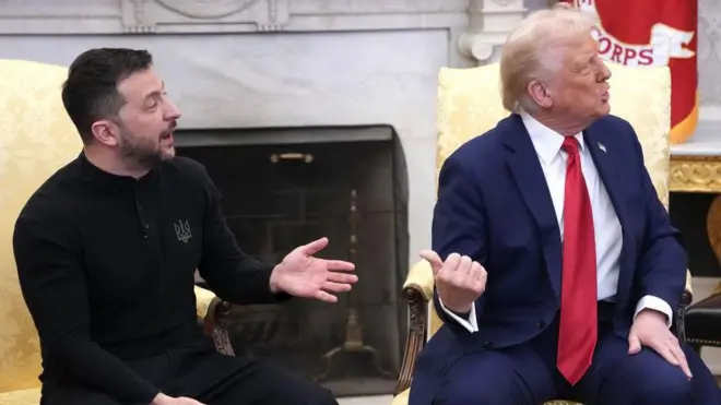 अमेरिकेचे राष्ट्राध्यक्ष डोनाल्ड ट्रम्प आणि युक्रेनचे राष्ट्राध्यक्ष वोल्दोमिर झेलेन्स्की