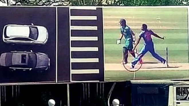 اس اشتہاری پوسٹر میں بمراہ کی نو بال والی تصویر کا استعمال کیا گيا ہے