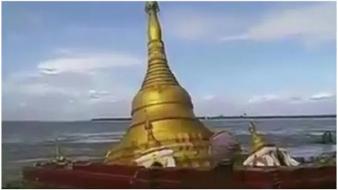 缅甸宝塔淹没水中