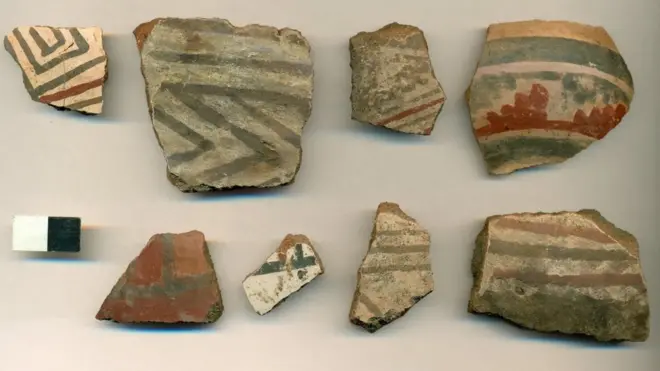 Cerámicos incas encontrados alrededor de la Plaza de Armas de Santiago.