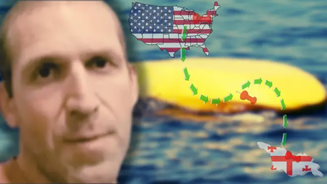 Колаж - Боргвард на тлі перекинутого човна та маршруту втечі