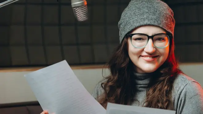 Stock image of a voiceover artist