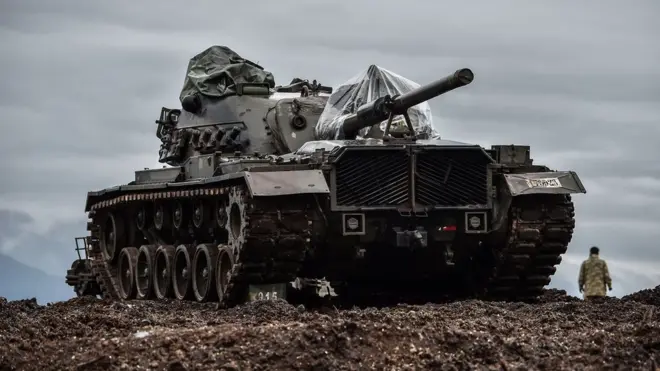 A Turkish tank by the Syrian border