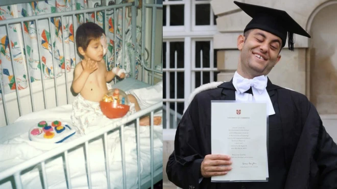 Allan as a baby and at graduation