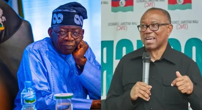 Aworan Aare Bola Tinubu ati Peter Obi