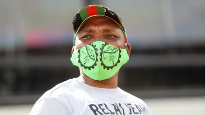 A mine worker in Carletonville, 19 May