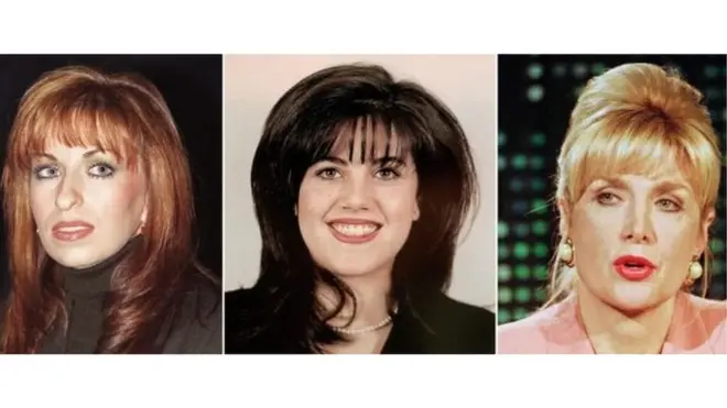 از راست: جنیفرفلاورز، مونیکا لوینسکی و پائولا جونز