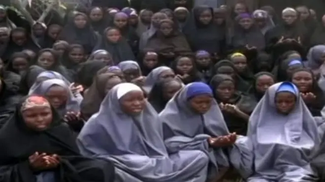 Sebagian dari gadis-gadis yang difoto pada Mei 2014 lalu tidak lama setelah mereka diculik.