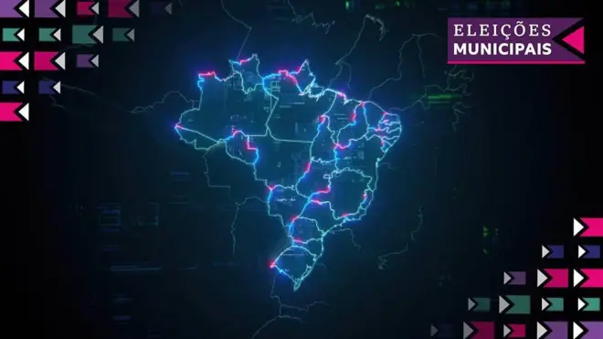 Ilustração com mapa do Brasil e logo da coberturaEleições Municipais da BBC