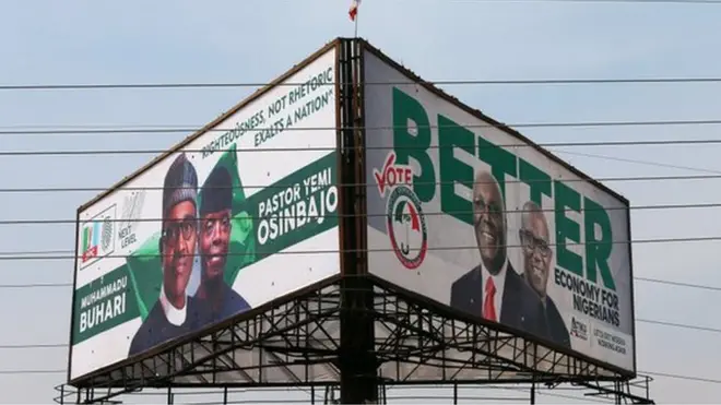 Bill board of di two main presidential candidates