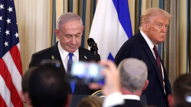 Presiden AS Donald Trump bertemu Perdana Menteri Benjamin Netanyahu di Washington DC pada 29 September 2025.