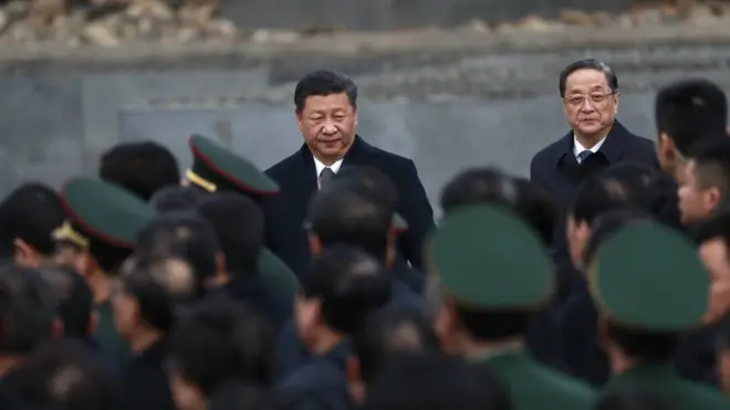 شی جین‌پینگ، رئیس‌جمهوری چین و یو جنگ شنگ، رییس کنفرانس مشورت سیاسی خلق چین