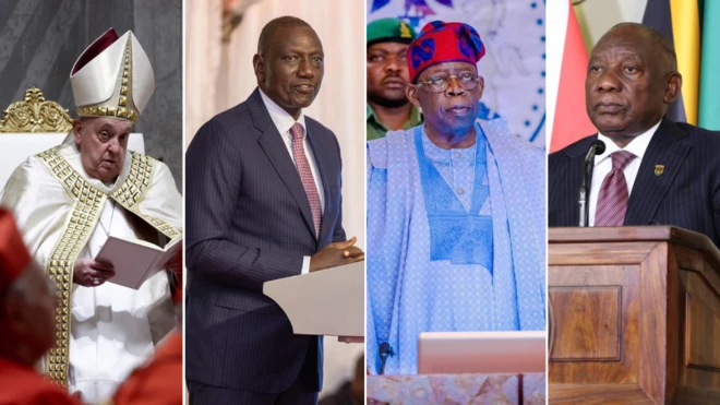 Pope Francis, Willaims Ruto, Bola Tinubu and Cyril Ramaphosa