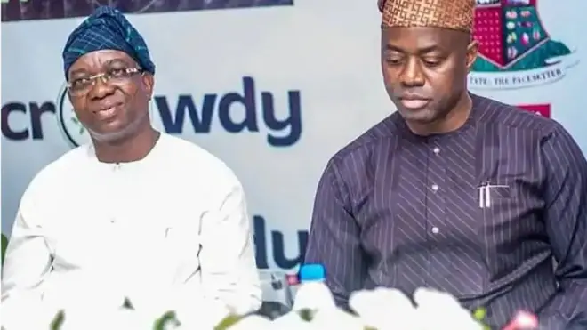 Igbakeji gomina, Aderemi Olaniyan ati gomina Seyi makinde