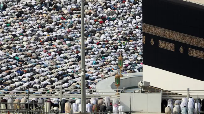 Muslim worshippers perform prayers around the Kaaba, Islam's holiest shrine, at the Grand Mosque in Saudi Arabia's holy city of Mecca on August 28, 2017, prior to the start of the annual Hajj pilgrimage in the holy city. / AFP PHOTO / KARIM SAHIB (Photo credit should read KARIM SAHIB/AFP/Getty Images)