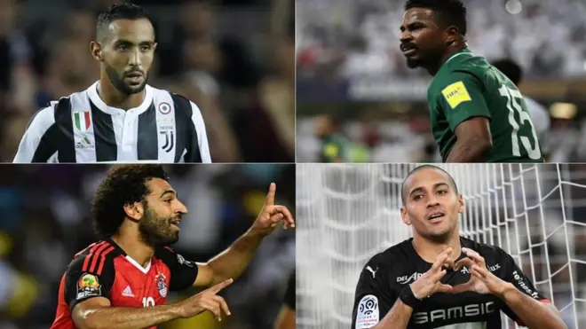 السعودي ناصر الشمراني والمصري محمد صلاح والمغربي مهدي بن عطية والتونسي وهبي خزري‎‎