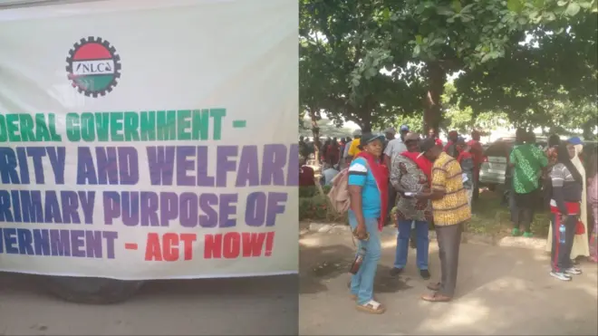 Aworan aṣọ alakọle kan atawọn oṣiṣẹ to n gbaradi fun iwọde.