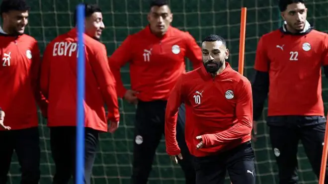مهاجم المنتخب المصري محمد صلاح في حصة تدريبية في تاغزوت بالمغرب، في 21 ديسمبر 2025، عشية انطلاق بطولة كأس الأمم الأفريقية 2025