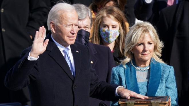 Joe Biden taking the oath