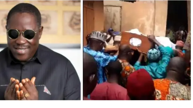 Oloogbe Taiwo Hassan (Ogogo) lapa osi, awọn to gbe oku rẹ lapa ọtun.