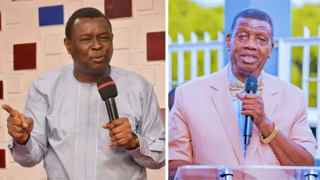Collage of Mike Bamiloye and Pastor E.A Adeboye