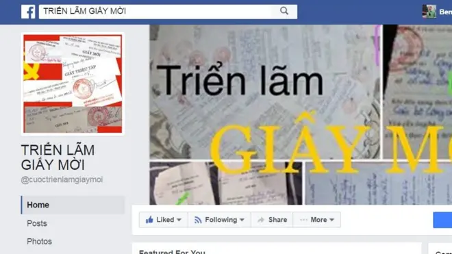 Trang fanpage Triển lãm giấy mời của công an trên Facebook