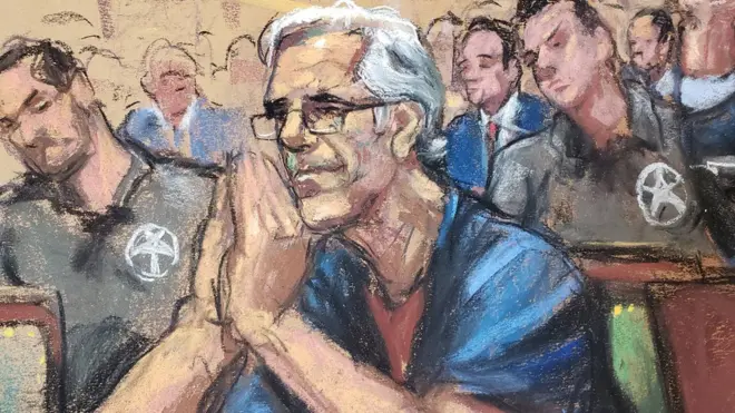 эпштейн в зале суда, рисунок