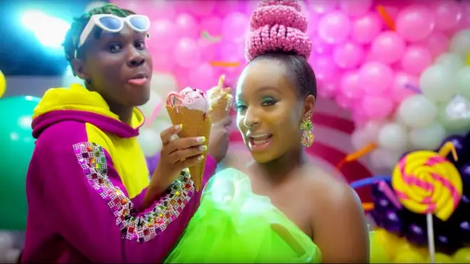 DJ Cuppy and Zlatan for di Gelato video