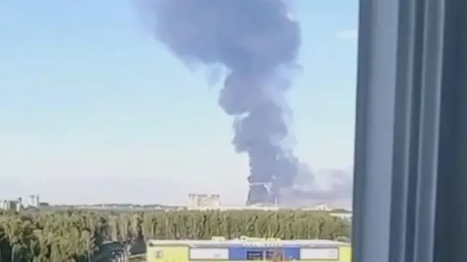 горящий НПЗ в Ярославле